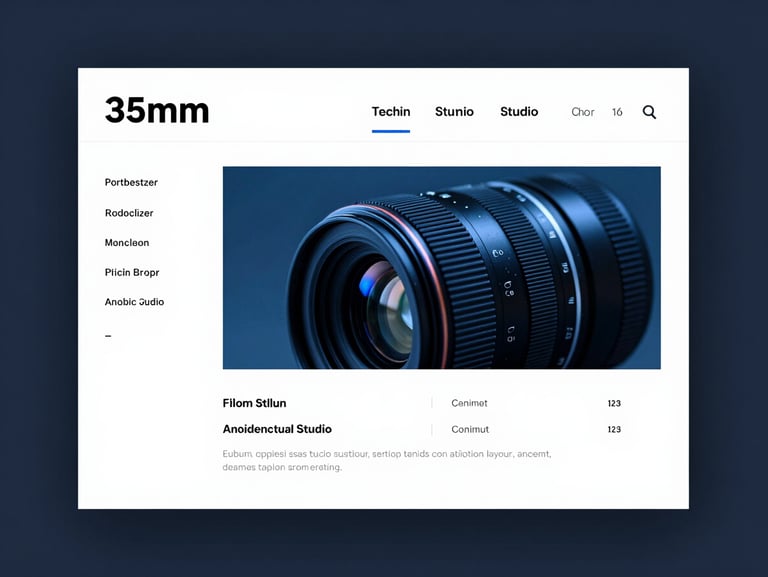 Beautiful clean typography layout on a portfolio website for an architectural studio, soft shadows