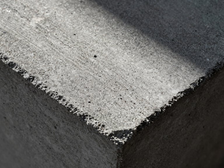 Macro high-contrast shot of cured concrete surface showing fine sand aggregates and industrial gray texture under sharp side light