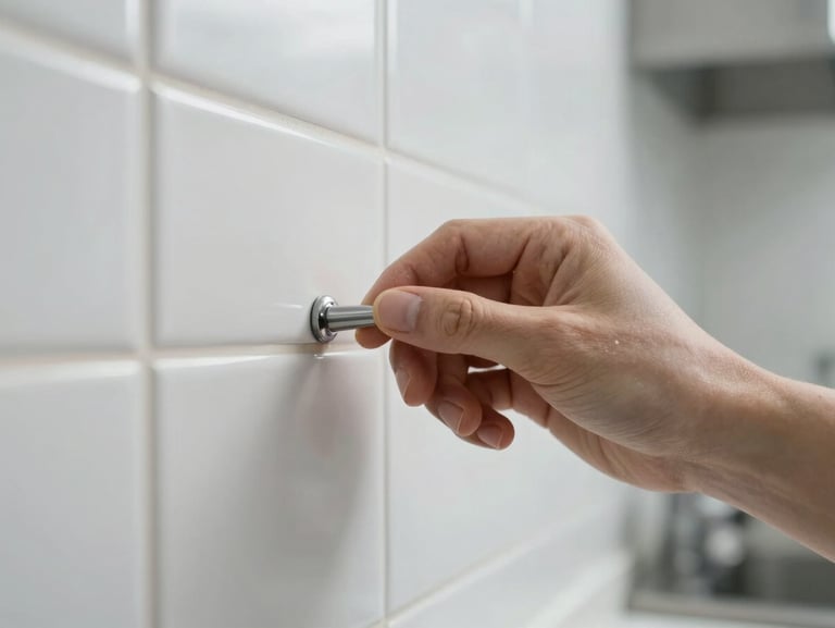 Extreme macro photograph of a clean, sterile tile surface with bright clinical lighting, showcasing a completely hygienic kitchen wall after professional treatment.