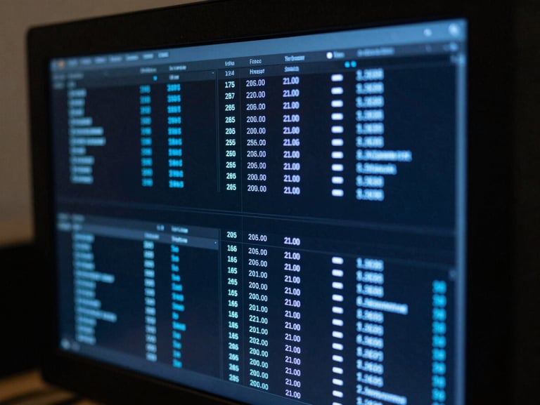 Macro straight-on shot of a dark-mode server status dashboard, clean blue glowing metrics, highly technical terminal interface, low-key lighting