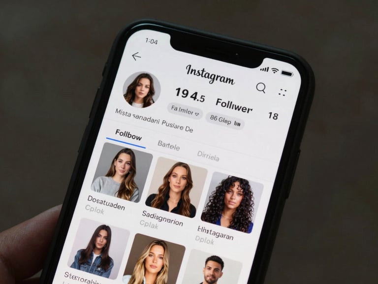 Smartphone screen displaying a redesigned Instagram business profile — cohesive grid of branded posts, follower count and engagement metrics visible, clean daylight lighting, documentary screenshot framing