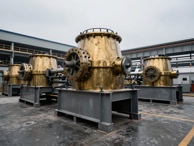 Heavy industrial manufacturing floor, steel machinery, sharp high-contrast corporate lighting