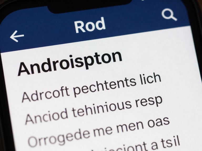 Macro close-up screenshot of rendered rich text preview inside an Android app, showing clean typography and indigo accent headers, flat lighting.