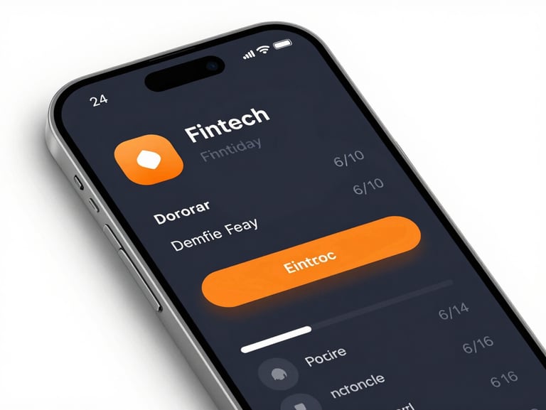 High-fidelity mobile app mockup of a clean fintech dashboard, dark slate and neon orange accent UI elements, sharp focus, 50mm lens