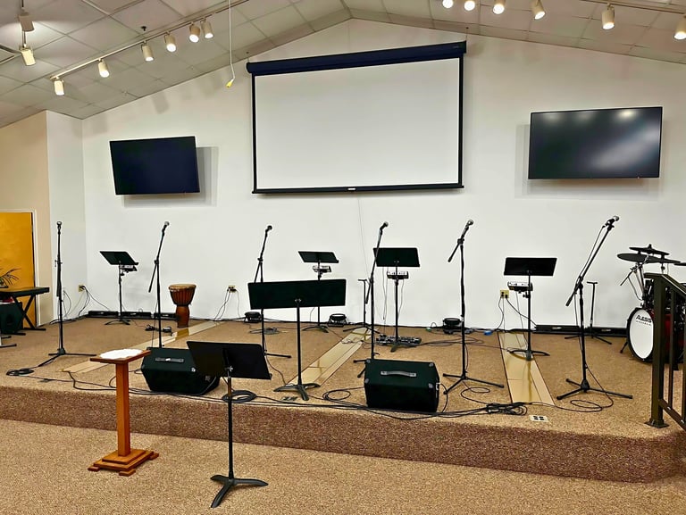 The Harvester stage, post-upgrade—ready to serve a growing congregation with clarity and excellence.