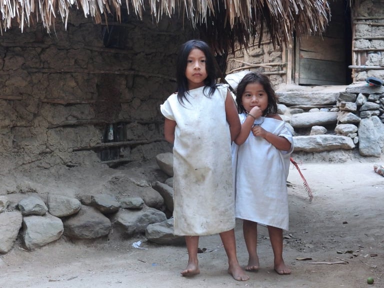 Kids from the Kogui Tribe, indigenous kinds Kogui