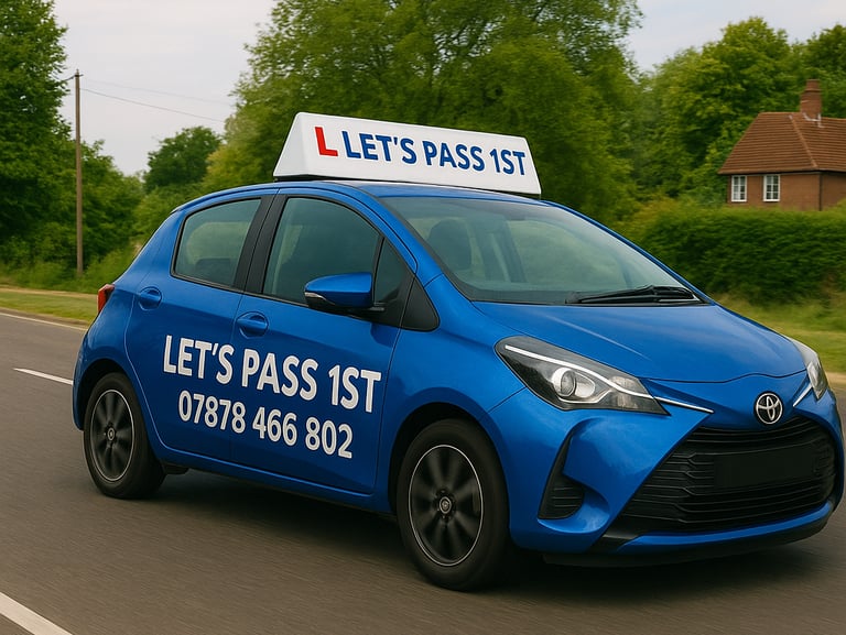  our school car with a let's pass sign on it in Bordon Hampshire