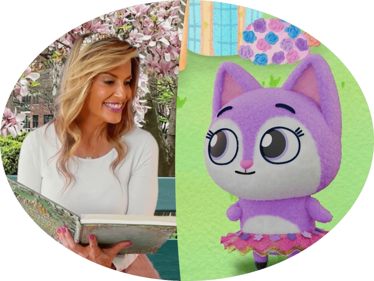 Angela C. SAntomero split screen with Princess Penelope from her latest 2026show