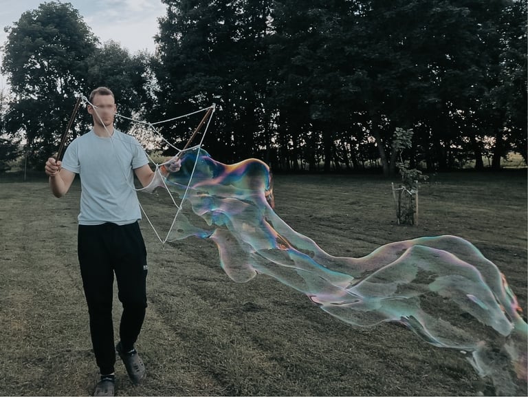 žaidimų nuoma Klaipėdoje_milžiniški muilo burbulai