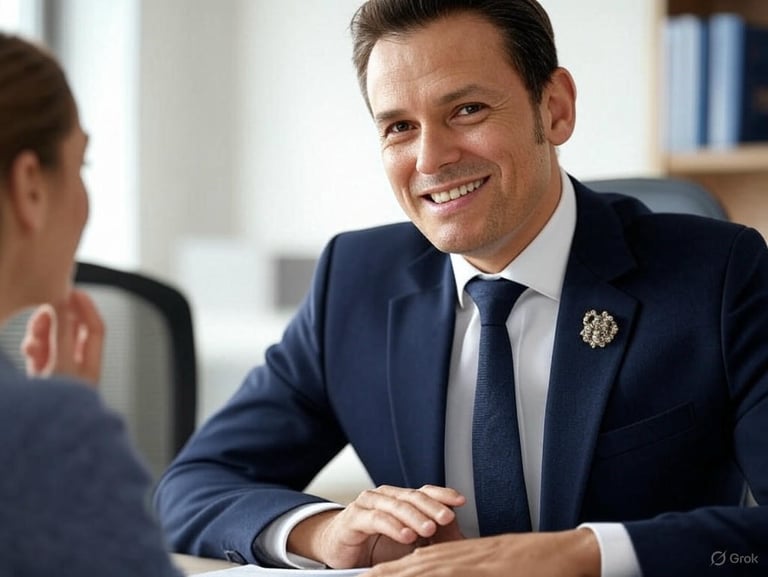 a professional insurance agent explaining a insurance product features