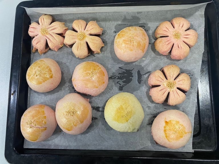 學生完成的花花曲奇酥 烘焙作品