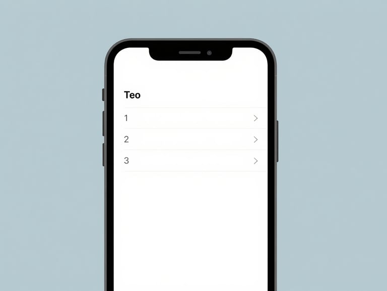 Minimalist phone screen showing a clean list of tasks with generous spacing, soft slate blue background light