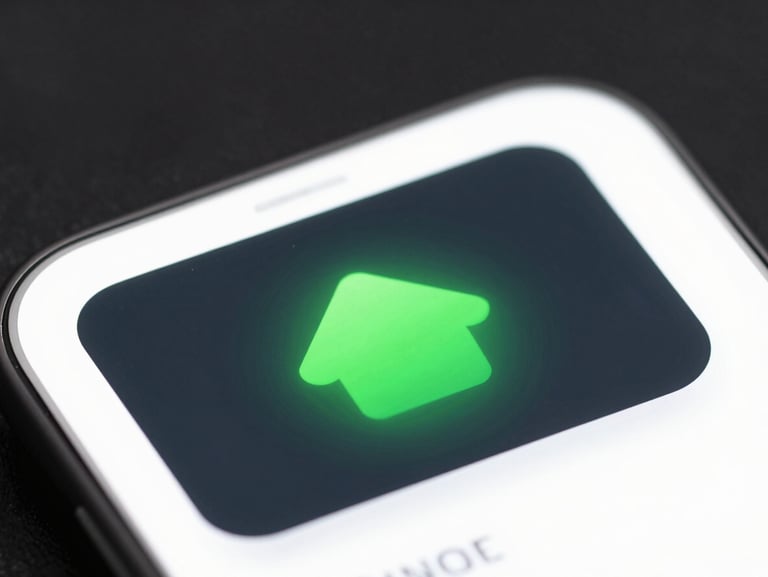 Macro close-up of a mobile screen showing a productivity app interface with clean monospaced elements, dark tech aesthetic, sharp neon lighting.