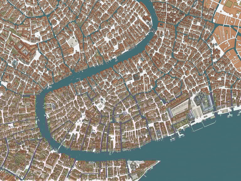 Hand-drawn city map of Venice, by deliaMAPS