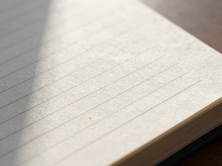 Macro close-up of a high-quality tactile paper ledger with clean ink lines, soft morning office light.