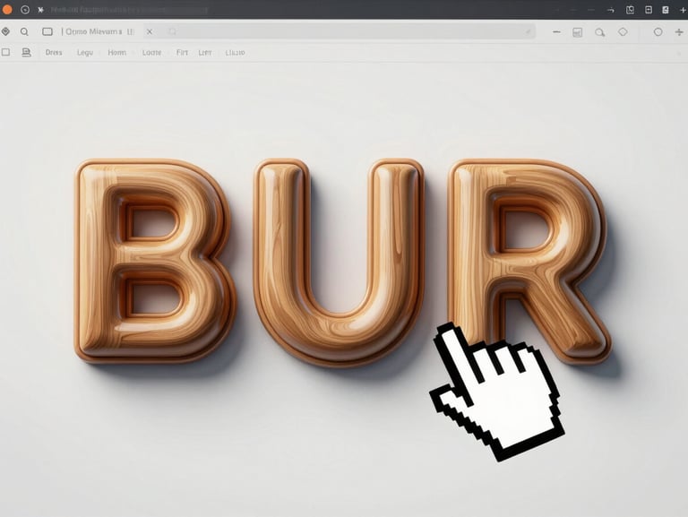 A front-on view of an interactive web canvas displaying three-dimensional typography that warps smoothly under a clean cursor