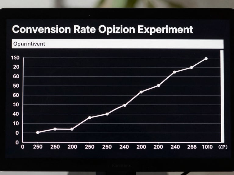 Clean, high-contrast conversion rate optimization experiment log showing split-test results and statistical significance metrics, natural daylight.