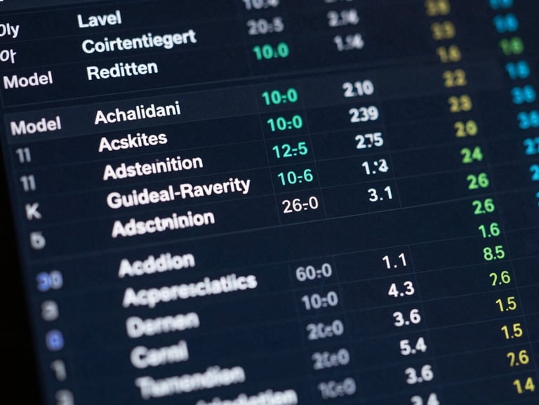 Macro close-up of a high-fidelity UI dashboard showing model citations and vector coordinates, high-contrast digital glow on deep slate background, sharp focused light.