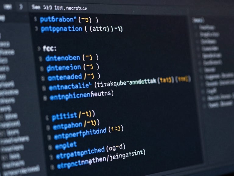 Macro shot of a dark mode code editor showing clean PHP ad integration, electric blue syntax highlighting, sharp terminal aesthetic, panoramic 21:9 framing.