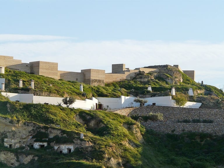Medieval castle and caves that are part of the Medina Nogalte Heritage Complex, in Puerto Lumbreras.