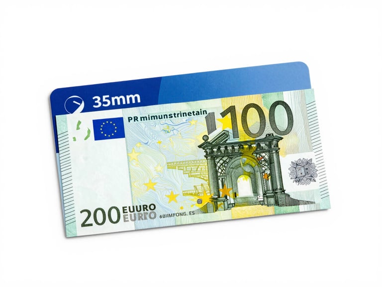A premium multi-brand gift card worth 200 euros, clean modern design, high-key studio lighting, sharp focus