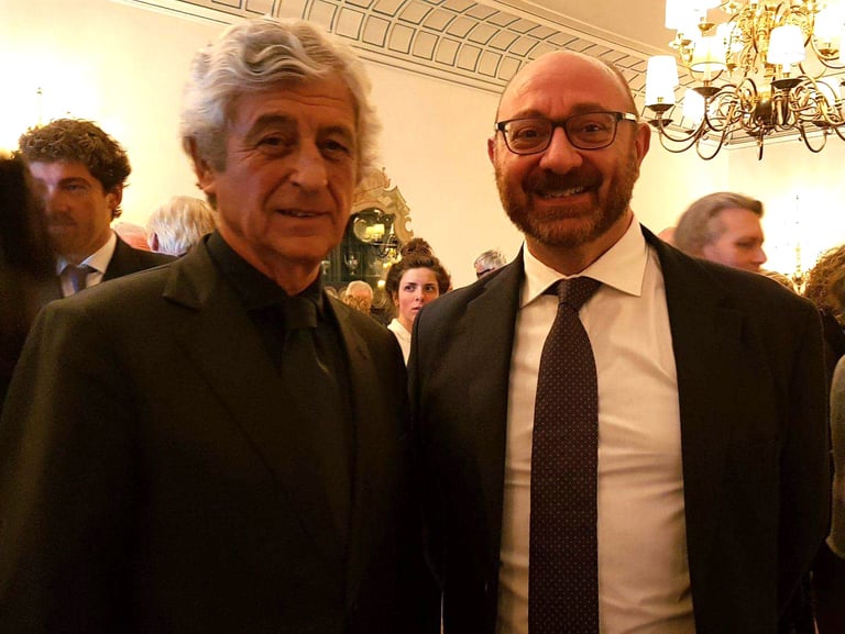 Con Gianni Rivera in un evento di pr come comunicatore di Farecantine - Architettura del vino