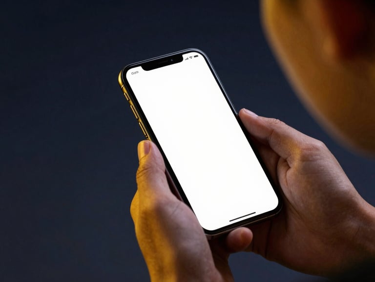 Over-the-shoulder view of a student using a clean mobile application on a smartphone, golden yellow highlights, moody studio lighting, 35mm