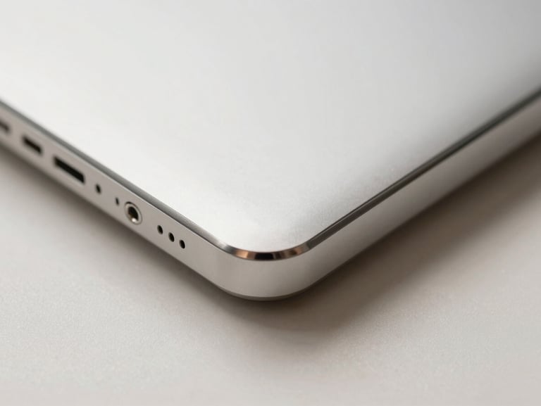 Macro shot of a polished silver surface reflecting soft light, highlighting crisp edges and flawless metalwork