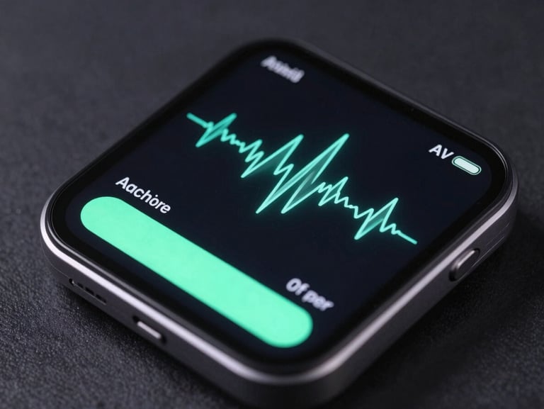 Close-up render of custom Android widgets with glowing cyber-mint progress bars and haptic wave diagrams, dark slate background, sharp technical grid borders