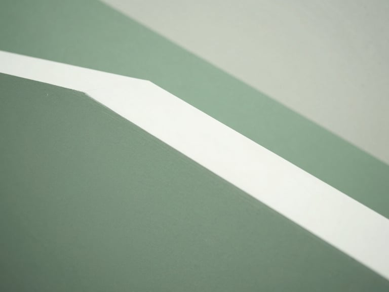 A clean, abstract geometric diagram showing a steady upward curve, soft green accents, diffused natural light.