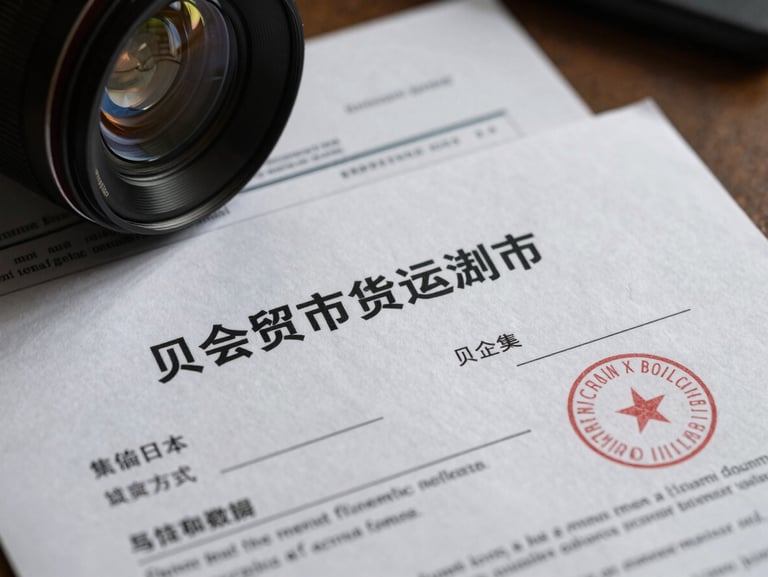 Close-up of physical international trade finance documents, official embossed seals, heavy paper texture, dramatic low-key executive lighting.