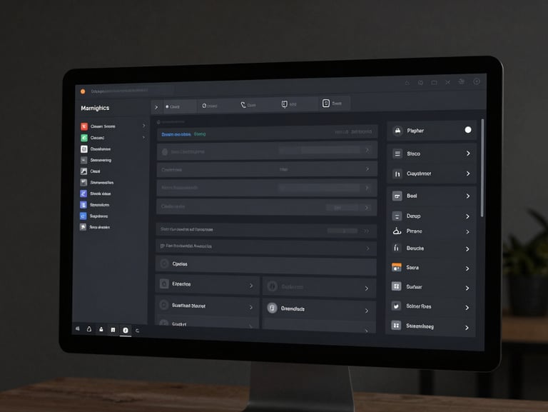 Clean, un-rendered interface of a modern web platform shown on a high-fidelity display, dark mode UI, precise lines.