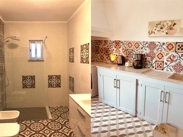 foto van badkamer en keuken appertement