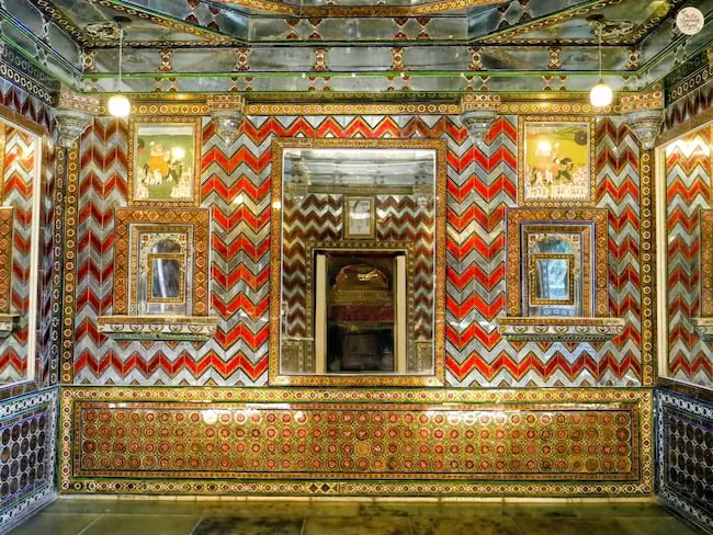 Royal glasswork detail in Udaipur City Palace’s Kanch Ki Burj.
