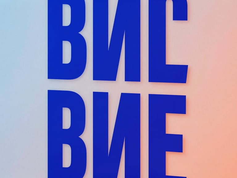 Extreme close-up of a bold graphic design poster mockup on a clean studio wall, electric blue gel lighting, sharp grotesque typography, 35mm