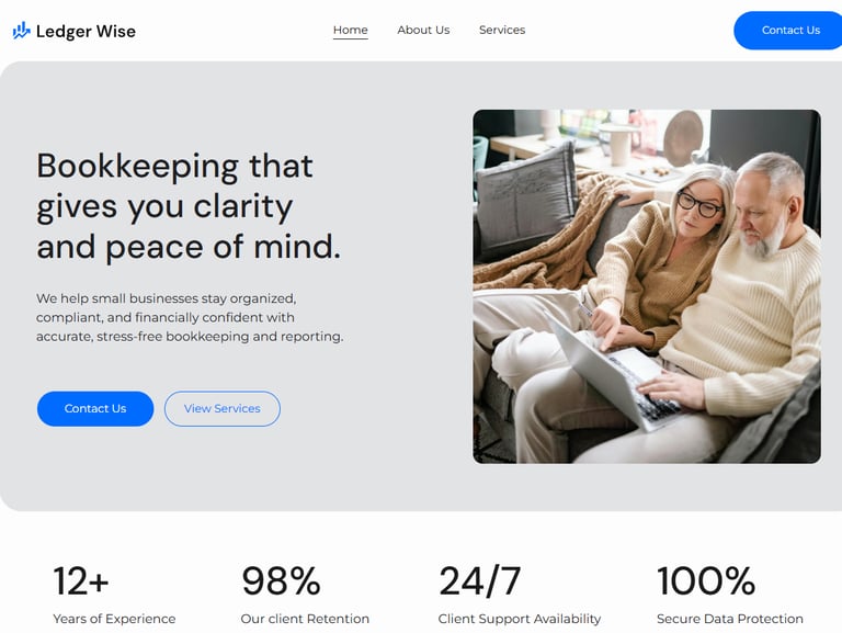 Screenshot of professional accounting services website