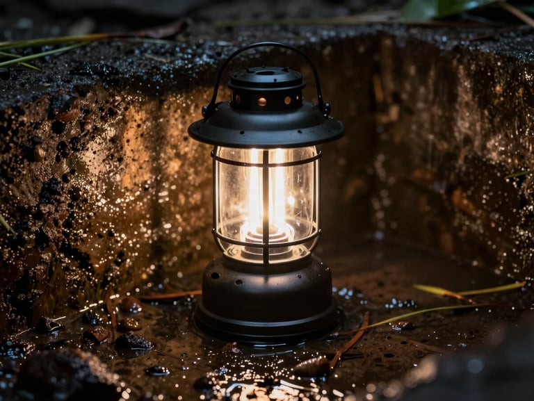 Macro fotografia de barata de esgoto em bueiro úmido, iluminação de lanterna técnica, alto contraste.