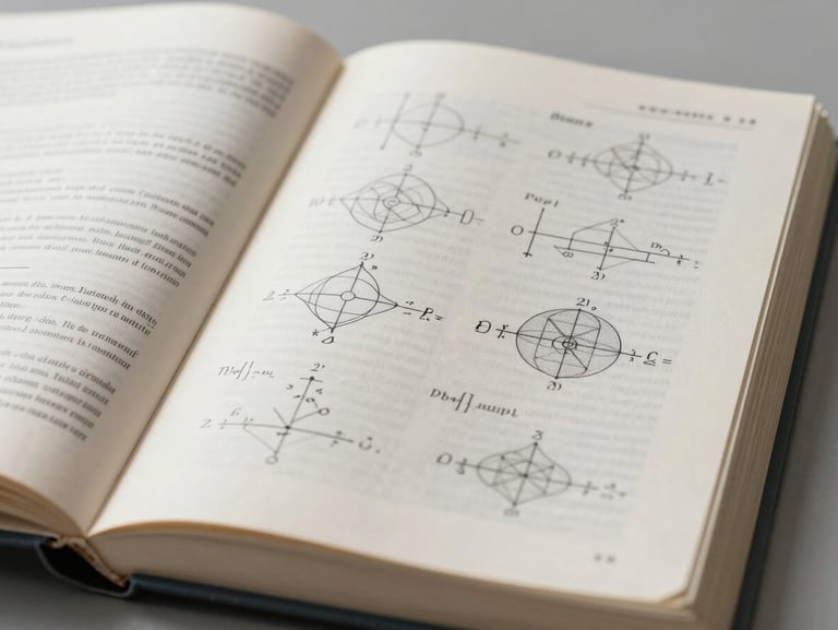 Macro shot of an open physics textbook showing complex structural diagrams and equations under clean, neutral study lighting