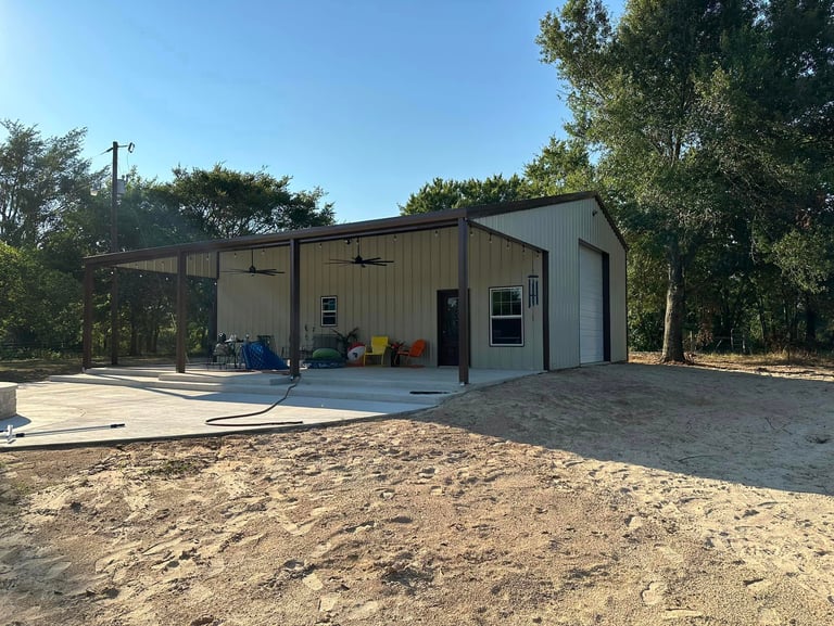 Black Metal Patio in Metal Shed