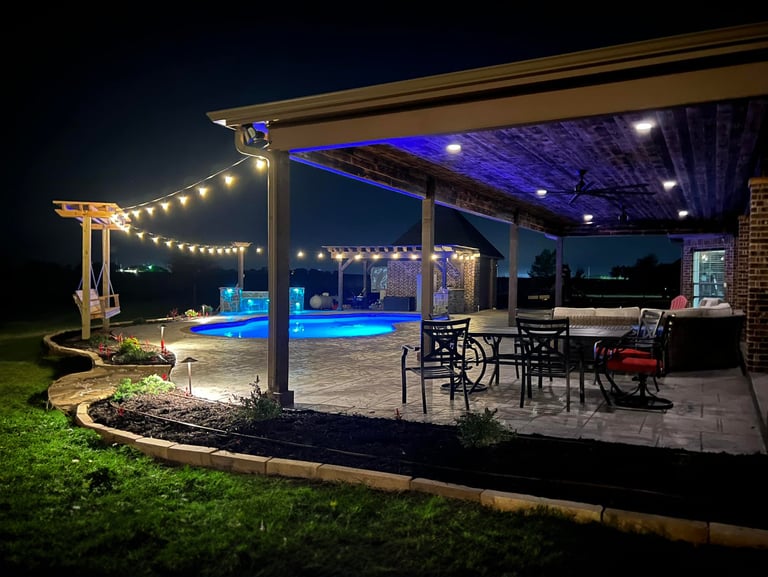 Outdoor Living Space at Night