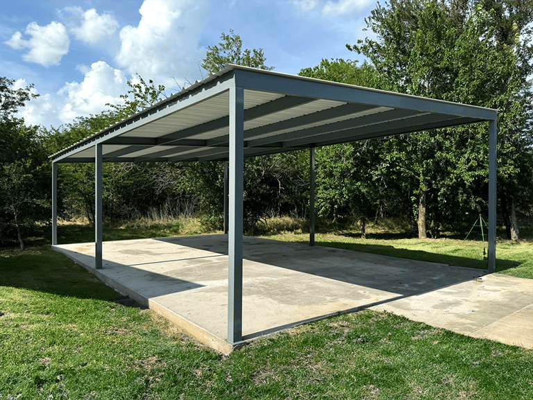 Metal Patio with Concrete Flooring