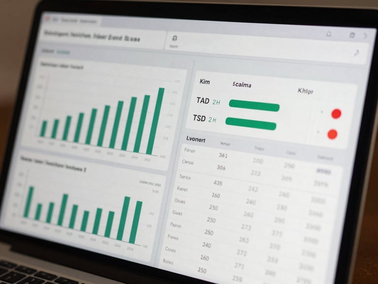 A crisp, high-fidelity screenshot of a Power BI dashboard focusing on inventory metrics, showing clean bar charts, KPI cards with green and red indicators, and structured data tables.