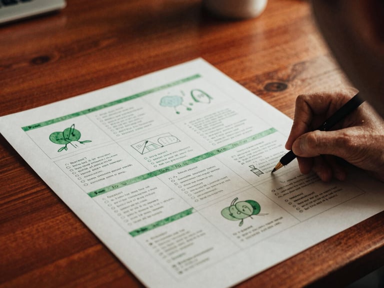 A digital strategist sketching a content storyboard on parchment paper at a wooden table, warm interior glow, soft side-lighting, 35mm