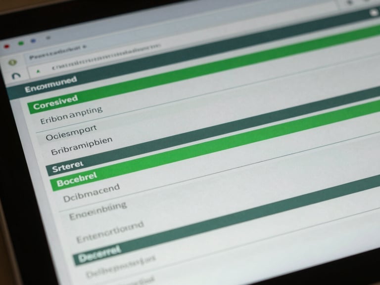 Macro shot of a secure banking interface screen displaying encrypted data flows and clean green status indicators, high-trust lighting