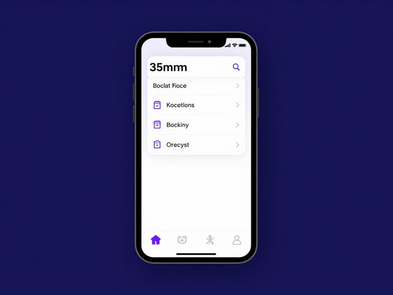 High-fidelity minimalist UX wireframe of a local service booking interface on a mobile screen, clean lines, bright daylight.