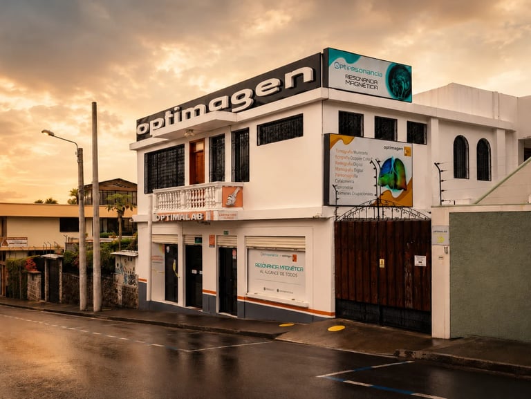 Fachada de Optimagen Tumbaco, centro de diagnóstico por imágenes en Quito