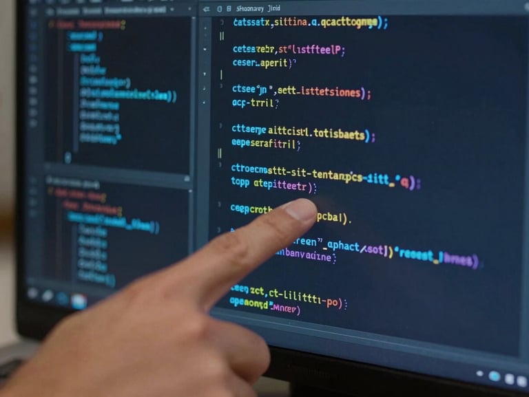 Close-up of clean Python scripts processing financial data streams, sharp focus on code structure, dark terminal background, electric blue accents.
