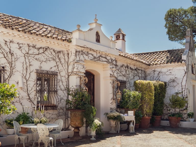 Ivy-covered entrance of Finca Santa Katerina