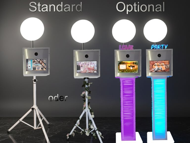 Optionaler Fotoboxständer mit LED Beleuchtung
