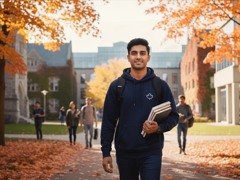 A Pakistani undergraduate student at a prestigious Canadian university campus